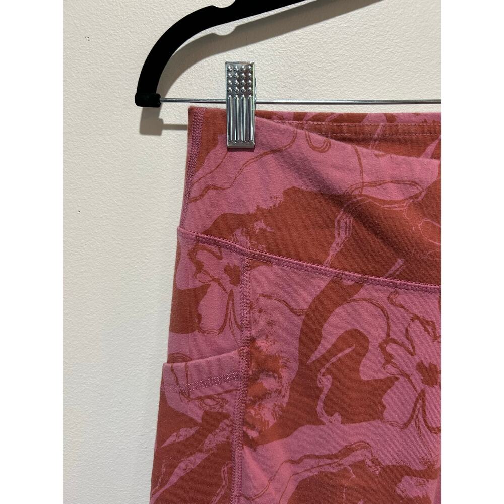 Pact leggings size M red pink floral pattern full length organic cotton - Picture 2 of 6